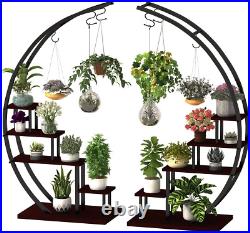5 Tier Metal Plant Stand Creative Half Moon Shape Ladder Flower Pot Stand Rack f