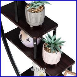 5 Tier Metal Plant Stand Creative Half Moon Shape Ladder Flower Pot Stand Rack f
