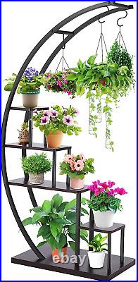 5 Tier Metal Plant Stand Half Moon Plant Shelf Shape Ladder Flower Pot Stand Rac