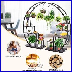 5 Tier Metal Plant Stand Indoor Half Moon Shape Ladder Flower Pot Stand Rack New