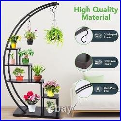 5 Tier Metal Plant Stand Indoor, Tall Half Moon Plant Stands(2 Pack, Black)