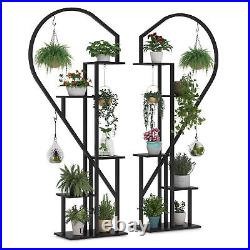 5 Tier Metal Plant Stand, Muti-Purpose Plant Shelf with Hanging Hooks Home Decor