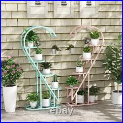 5 Tier Metal Plant Stand with Hanging Hook for Multiple Plants-Pink & Blue Co