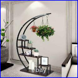 5 Tier Modern Metal Plant Stand Indoor Curved Display Shelf Garden Patio Home