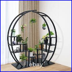 5 Tier Plant Stand Indoor Half Moon Shape Ladder Flower Plant Shelf Stand 7Hooks