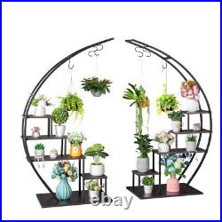 5 Tier Plant Stand Shelf Half Moon Metal Flower Pot Holder Creative Rack