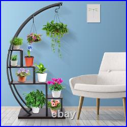 5 Tier Plant Stand for Indoor Plants, Half Moon Shape Plant Shelf with Hanging H