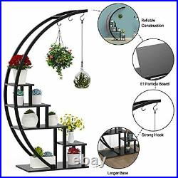 5 Tier Tall Metal Indoor Plant Stand in Pairs, Half-Moon-Shaped Plant Shelf