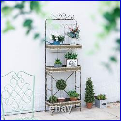 68 H Farmhouse Garden Planter 3 Tiers Metal Display Plant Stand Storage Shelf I