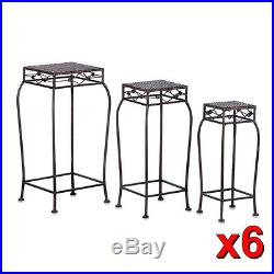 6 Pc Square Metal PE Rattan French Market Garden Yard Patio Planter Plant Stands