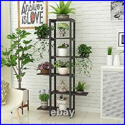 6-Tier Flowers Shelf, Plant Stand Flower Pot Holder, Wood and Metal Planter