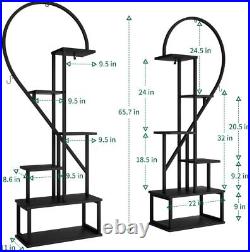 6 Tier Metal Plant Stand, Creative Half Heart Shape Ladder Plant Stands Black