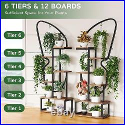 6 Tier Plant Stand Indoor Butterfly-Shaped, Tall Metal Plant Stand with 6 Pla