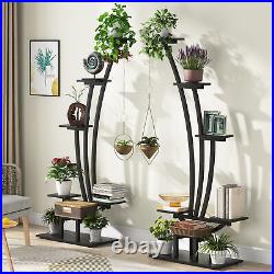 6-Tier Plant Stand Metal Curved Display Shelf with 2 Hanging Hooks (Pack of 2)