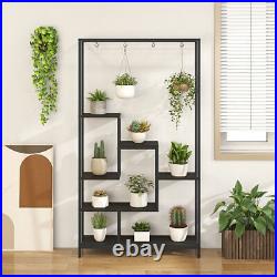 6-Tier Tall Plant Stand 71 Inch Metal Indoor Plant Shelf with 10 Hanging Hooks