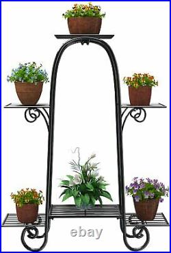6-Tiers Metal Plant Stand Iron Art Flower Pot Display Shelf Rack Garden Outdoor