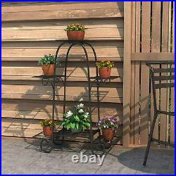 6-Tiers Metal Plant Stand Iron Art Flower Pot Display Shelf Rack Garden Outdoor