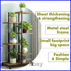 6 Tiers Plant Stand Metal Flower Rack Pot Shelf Indoor Garden Yard Decor Wood US