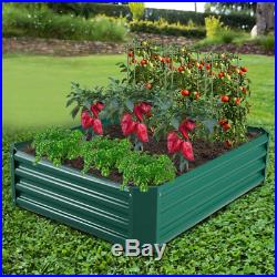 6 x 3 x 1ft Green Metal Raised Garden Bed With 1 Pair of Gloves And 15 Pcs Plant