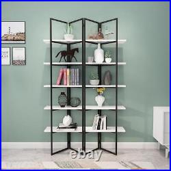70 Storage Cabinet Shelf Black Metal Screen-Shaped Freestanding 7-Tier Shelf