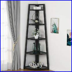 70 Tall 5 Tier Rustic Corner Bookshelf Corner Ladder Shelf Plant Stand Bookcase