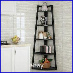 70 Tall Corner Shelf, 5 Tier Corner Bookshelf Corner Shelf, Plant Stand -Black