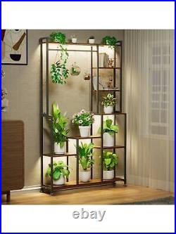 71 Inches Tall 8 Tiered Square Metal Plant Display Stand Indoor With Grow Light