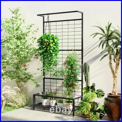 74 Tall Metal Plant Stand with Trellis and Hanging Bar