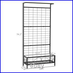 74 Tall Metal Plant Stand with Trellis and Hanging Bar