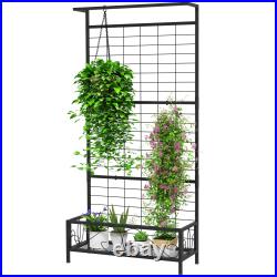 74 Tall Metal Plant Stand with Trellis and Hanging Bar