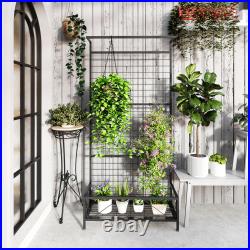 74 Tall Metal Plant Stand with Trellis and Hanging Bar