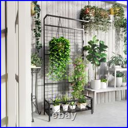 74 Tall Metal Plant Stand with Trellis and Hanging Bar