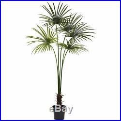 7' Artificial Indoor Outdoor Fan Palm Tree Plant Fake Silk (uv Resistant)