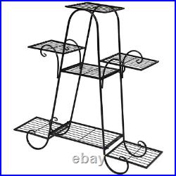 7-Tier Black Metal Plant Stand with Large Storage Capacity 32.5 x 10 x 32 in