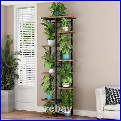 8-Tier Plant Stand for 9 Potted Plants Durable Iron and MDF Construction