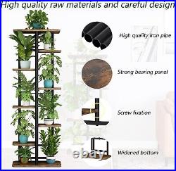 8-Tier Plant Stand for 9 Potted Plants Durable Iron and MDF Construction