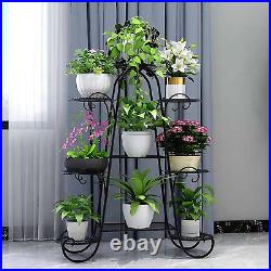 9 Tier Plant Stand, Indoor Outdoor Metal Plant Shelf, Multiple Tier Flower Shelv
