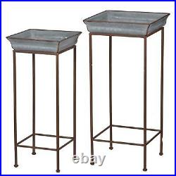 AB Home Set of 2 Square Shelburne Plant Stands in Gray Finish D42545