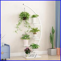 AISUNDY Metal Plant Stand Indoor Plant Shelf Stand Half Moon Plant Stands Mul