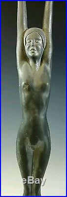 Antique Frankart Art-deco Figural Nude Woman Metal Figural Stand Smoking/plant