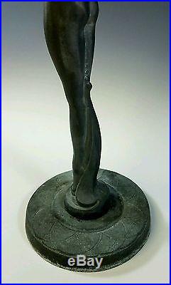Antique Frankart Art-deco Figural Nude Woman Metal Figural Stand Smoking/plant