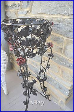 Antique Set Of Two 42 Metal W Decorative Metal Flowers Plant Stands