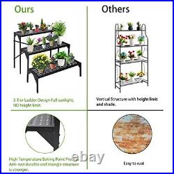 Aboxoo 3 Tier Stair Style Large Metal Plant Stand, Assorted Item Shapes