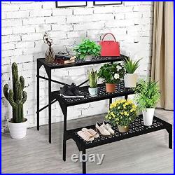 Aboxoo 3 Tier Stair Style Large Metal Plant Stand, Assorted Item Shapes