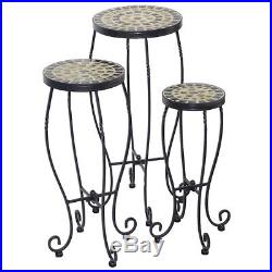 Alfresco Home Shannon Round Ceramic Plant Stands (Set of 3), Charcoal 28-1174