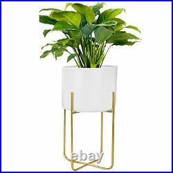 Angchun Large Metal Plant Pot with Stand 12 Inch Tall Planter Outdoor Indoo