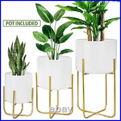 Angchun Large Metal Plant Pot with Stand 12 Inch Tall Planter Outdoor Indoo