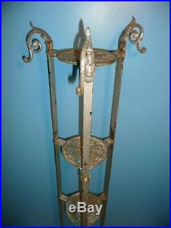 Antique 4-Tier Ornate Brass & Iron Plant Stand Vintage French Art Nouveau Table