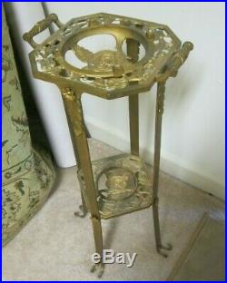 Antique Art Deco Plant Stand from Funeral Home Art Nouveau Roses Metal