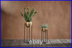 Antique Brass Gold Bowl Planter on Stand, Indoor Metal Plant Pot, Nkuku Atsu
